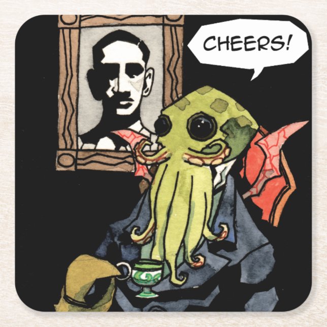 Dessous-de-verre Carré En Papier Monsieur Cthulhu : Acclamations - dessous de verre (Devant)