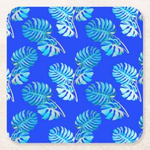 Dessous-de-verre Carré En Papier Monstera Brise Bleu Cobalt