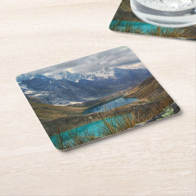 Dessous-de-verre Carré En Papier Montagnes alpines pittoresques photo (Incliné)