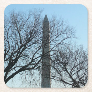 Dessous-de-verre Carré En Papier Monument de Washington dans le paysage d'hiver I