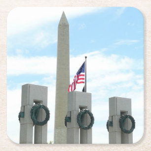 Dessous-de-verre Carré En Papier Monument Washington et mémorial de la Seconde Guer