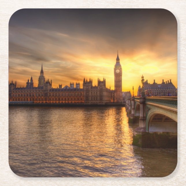 Dessous-de-verre Carré En Papier Monuments | Big Ben & Houses of Parliament (Devant)