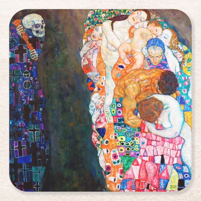 Dessous-de-verre Carré En Papier Mort et vie, Gustav Klimt (Devant)