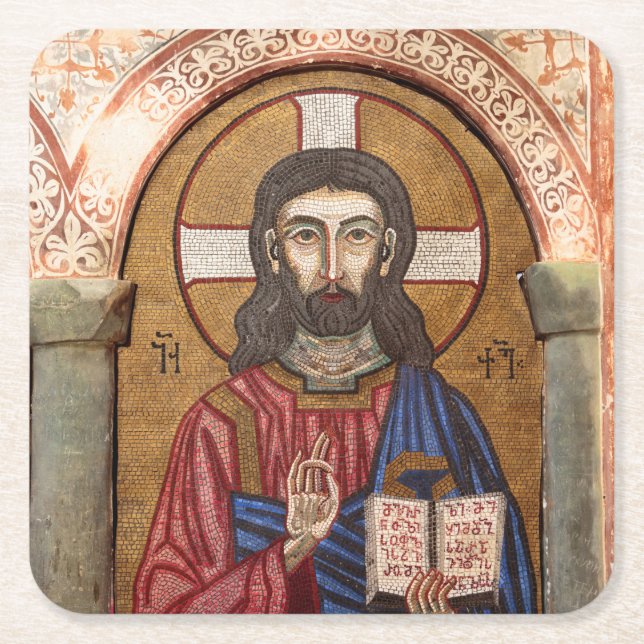 Dessous-de-verre Carré En Papier Mosaïque ancienne de Jésus (Devant)
