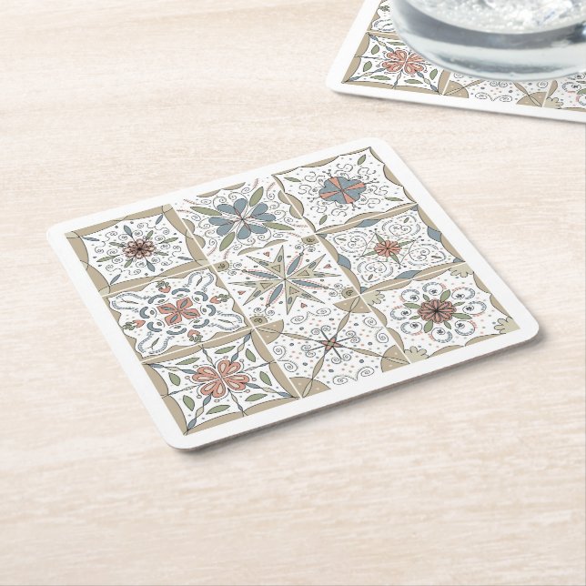 Dessous-de-verre Carré En Papier Mosaïque de tuile motif (Incliné)