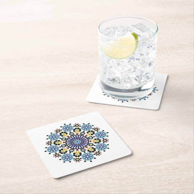 Dessous-de-verre Carré En Papier Mosaïque Marocain ! Zellige Marocain (En situation)