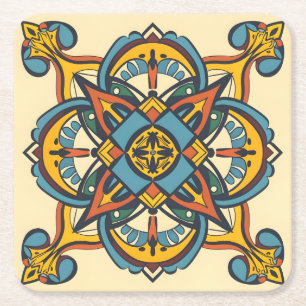 Dessous-de-verre Carré En Papier mosaïque marocaine andalouse