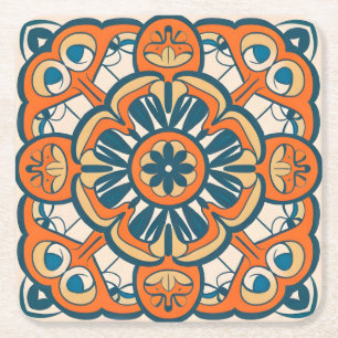 Dessous-de-verre Carré En Papier mosaïque orange