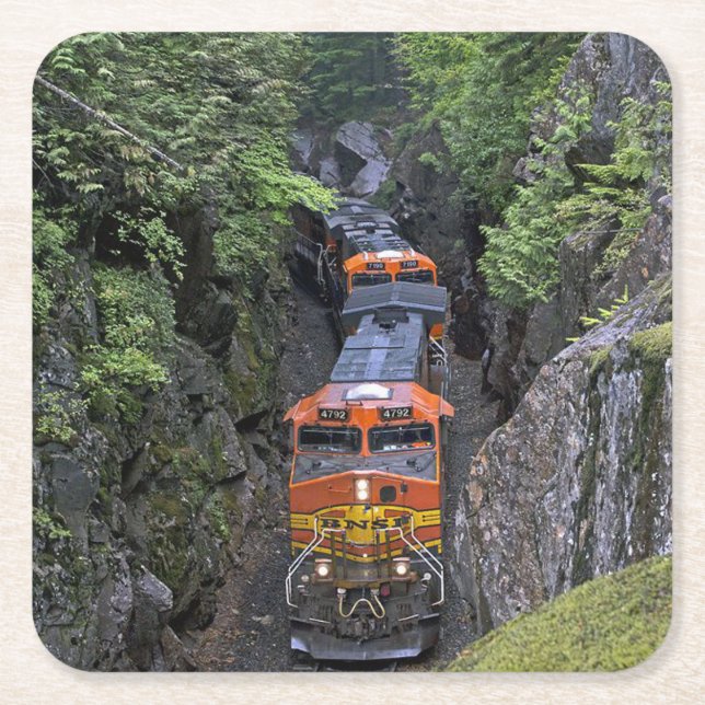 Dessous-de-verre Carré En Papier Moteur de train diesel classique (Devant)