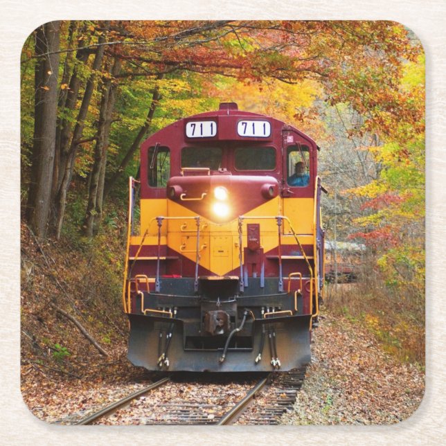 Dessous-de-verre Carré En Papier Moteur de train diesel classique (Devant)