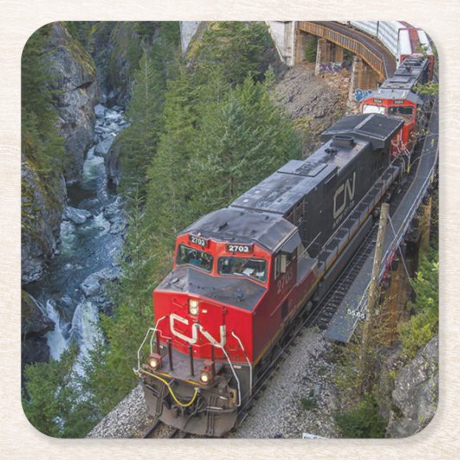 Dessous-de-verre Carré En Papier Moteur de train diesel classique (Devant)