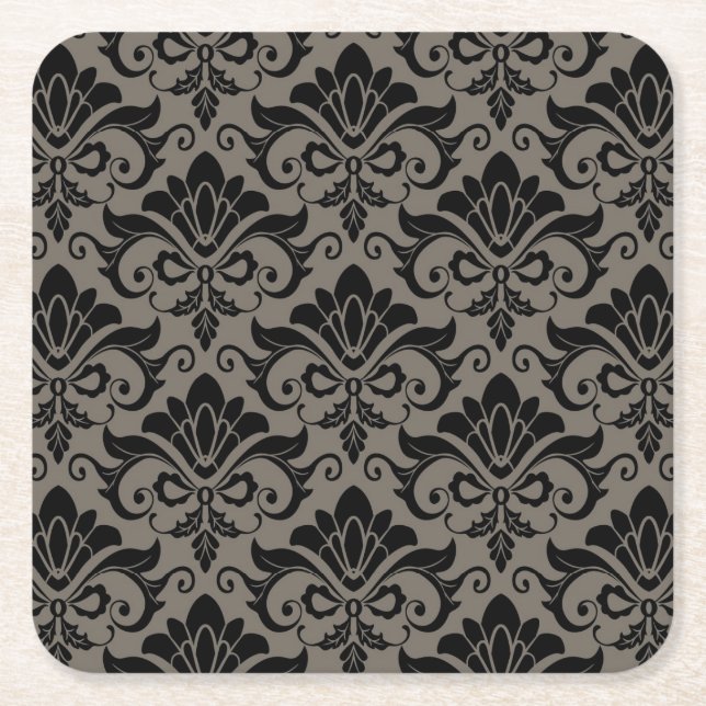 Dessous-de-verre Carré En Papier Motif 2 de damassé (Devant)