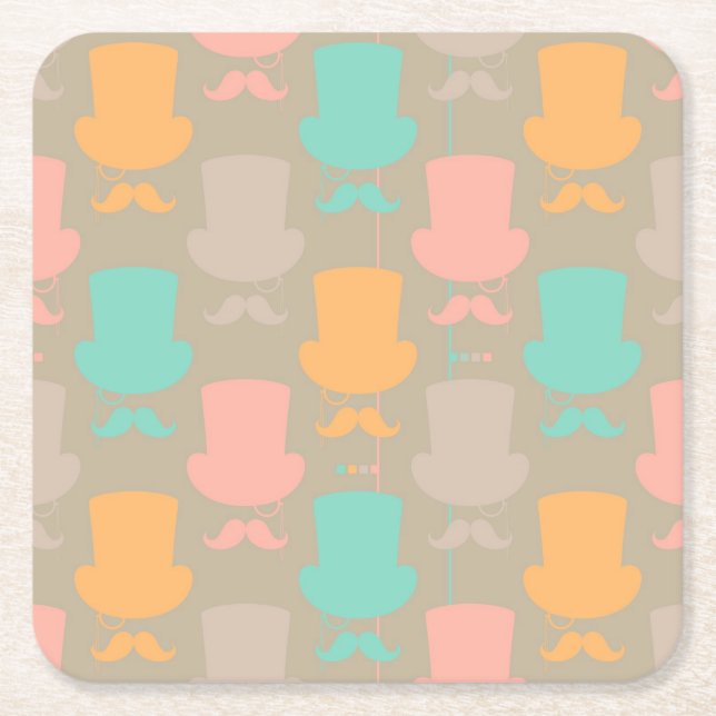 Dessous-de-verre Carré En Papier Motif 2 de moustache (Devant)