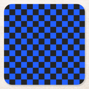 Dessous-de-verre Carré En Papier Motif à carreaux bleu et noir