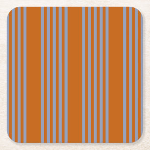 Dessous-de-verre Carré En Papier Motif à cinq bandes bleu-gris et orange brûlé