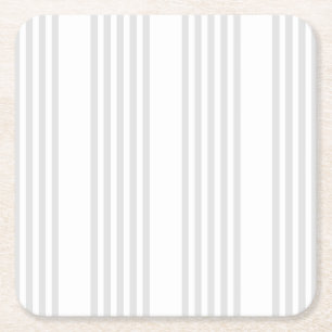 Dessous-de-verre Carré En Papier Motif à cinq bandes gris clair et blanc