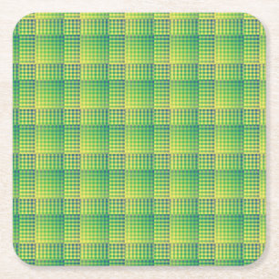 Dessous-de-verre Carré En Papier Motif abstrait à carreaux verts et bleus