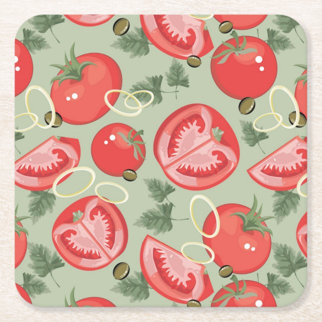 Dessous-de-verre Carré En Papier Motif abstrait avec la tomate (Devant)