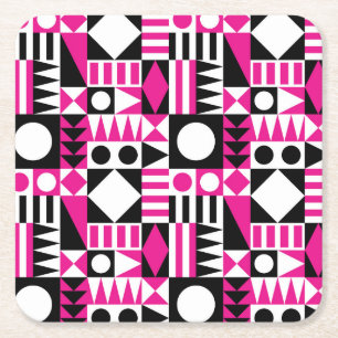 Dessous-de-verre Carré En Papier Motif abstrait moderne du milieu du siècle.