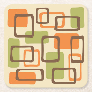 Dessous-de-verre Carré En Papier Motif Abstrait moderne rétro du milieu du siècle