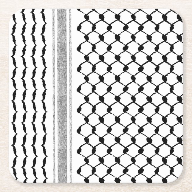 Dessous-de-verre Carré En Papier Motif arabe palestinien Kufiya Customisé  (Devant)