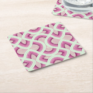 Dessous-de-verre Carré En Papier Motif Arc-en-Ciel Groovy Vintage en Mûre