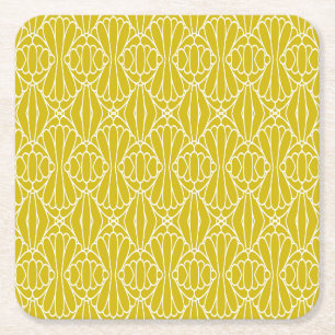 Dessous-de-verre Carré En Papier Motif Art Déco jaune élégant avec motif diamant