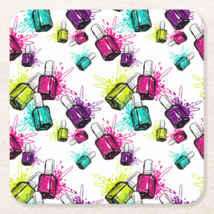 Dessous-de-verre Carré En Papier Motif au néon de vernis à ongles