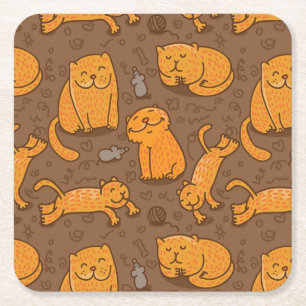 Dessous-de-verre Carré En Papier Motif avec des chats