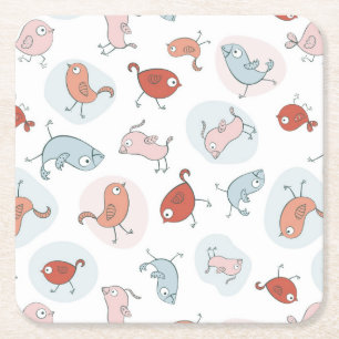 Dessous-de-verre Carré En Papier motif avec des oiseaux de bande dessinée