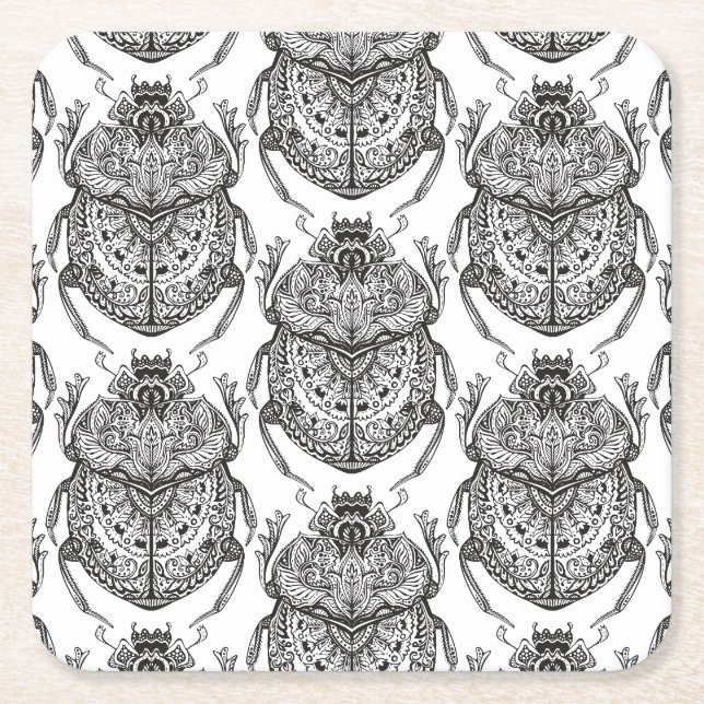 Dessous-de-verre Carré En Papier Motif avec le griffonnage de main (Devant)