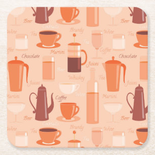 Dessous-de-verre Carré En Papier Motif avec les boissons et le texte