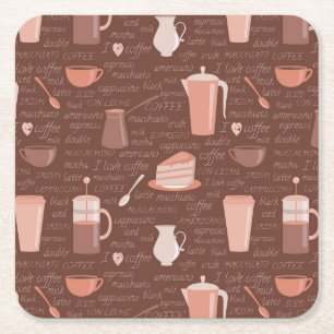 Dessous-de-verre Carré En Papier Motif avec les éléments relatifs de café