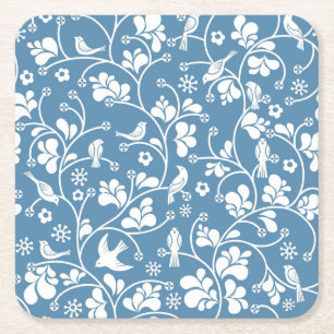 Dessous-de-verre Carré En Papier motif avec les oiseaux et l'ornement de plantes