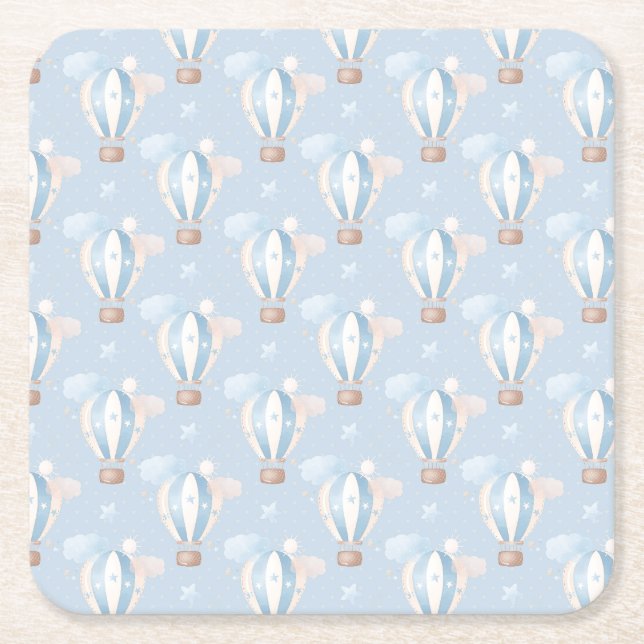 Dessous-de-verre Carré En Papier Motif Ballons Bleus (Devant)