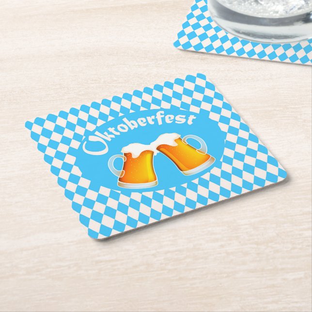 Dessous-de-verre Carré En Papier Motif bavarois de la bière Oktoberfest (Incliné)