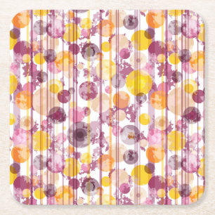 Dessous-de-verre Carré En Papier Motif blanc rayé tacheté