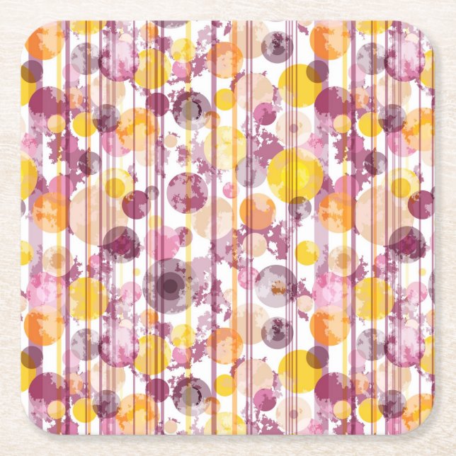 Dessous-de-verre Carré En Papier Motif blanc rayé tacheté (Devant)