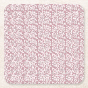 Dessous-de-verre Carré En Papier Motif blanc rose assez sombre de dentelle