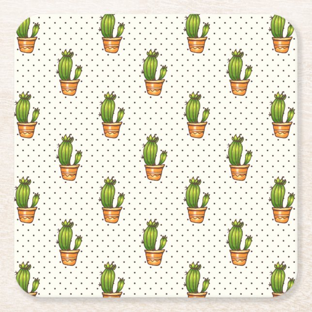 Dessous-de-verre Carré En Papier Motif Cactus & Succulent Polk Dot (Devant)
