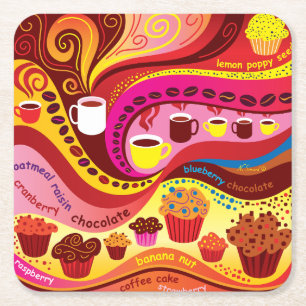 Dessous-de-verre Carré En Papier Motif café et muffins