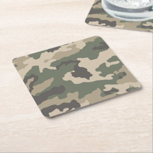 Dessous-de-verre Carré En Papier Motif Camo Vert
