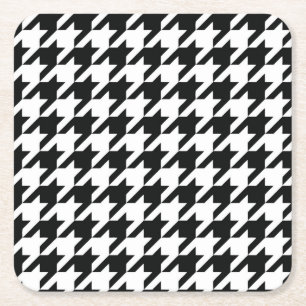 Dessous-de-verre Carré En Papier Motif classique en Houndstooth : Noir & Blanc Vint
