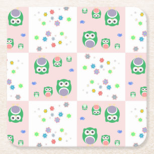 Dessous-de-verre Carré En Papier Motif coloré de hibou pour des enfants