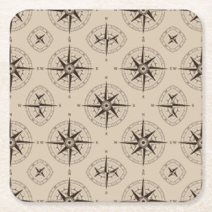 Dessous-de-verre Carré En Papier Motif Compass de navigation