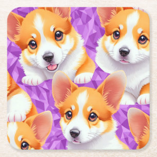 Dessous-de-verre Carré En Papier Motif Corgi