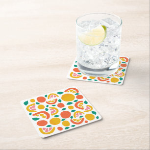 Dessous-de-verre Carré En Papier Motif d'agrumes de pamplemousse orange