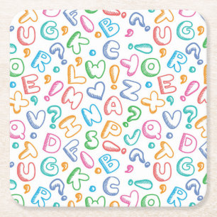 Dessous-de-verre Carré En Papier motif d'alphabet
