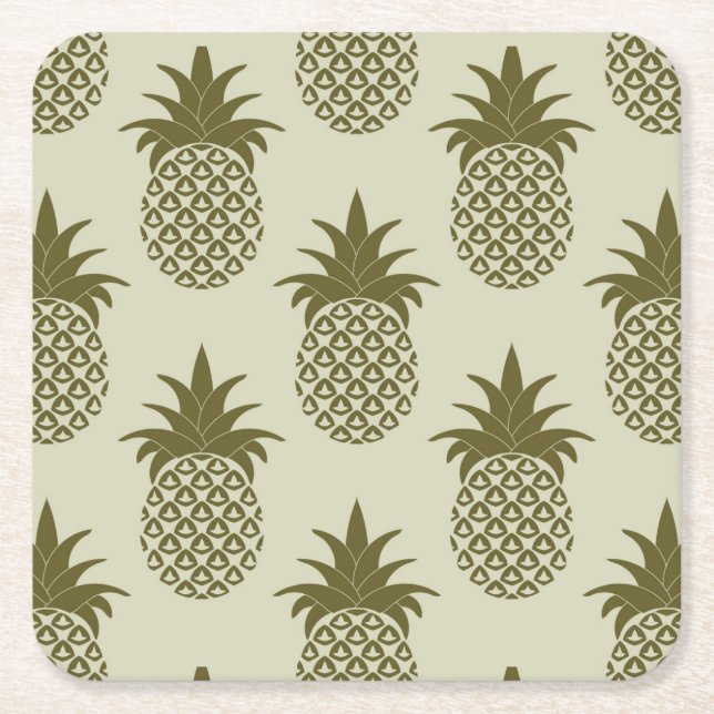 Dessous-de-verre Carré En Papier Motif d'ananas de Khaki (Devant)