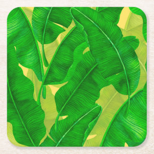 Dessous-de-verre Carré En Papier Motif d'aquarelle feuille Banana